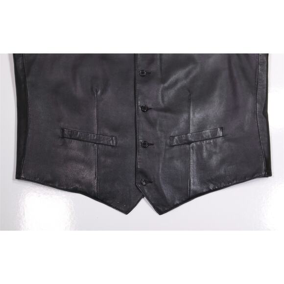 Scully Mens Black Leather Vest Western Rodeo Biker 46 - Picture 3 of 7